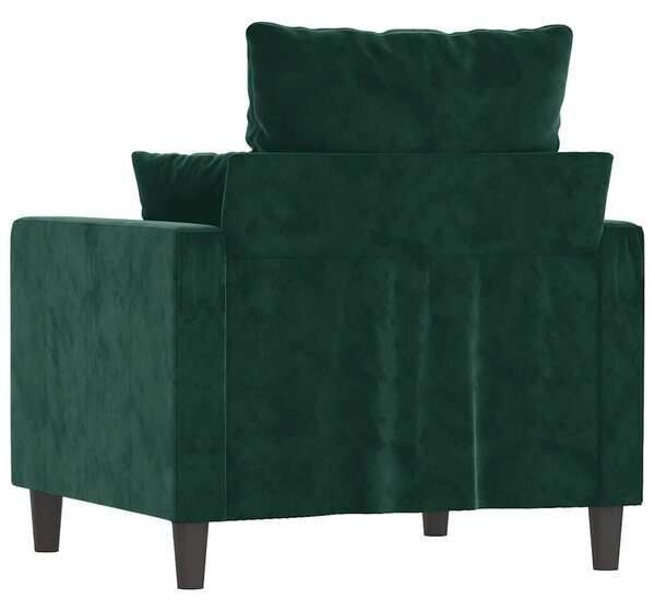 Sötétzöld bársony kanapéfotel 60 cm