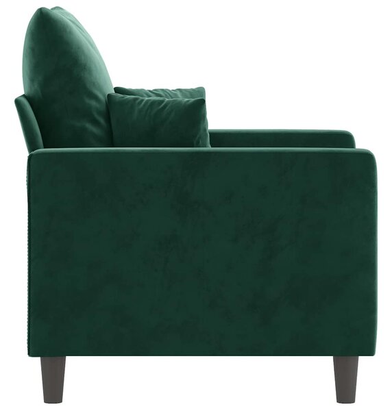 Sötétzöld bársony kanapéfotel 60 cm