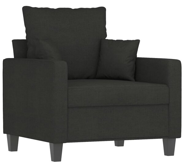3 részes fekete szövet ülőgarnitúra párnákkal