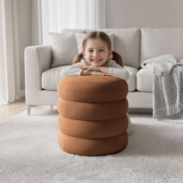AKORD SNUGGO Ülőpuff Welur Miedziany Nyitható Tárolóval