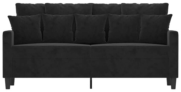 Kétszemélyes fekete bársony kanapé 140 cm