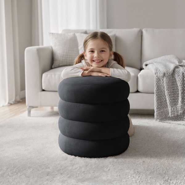 AKORD SNUGGO Pufa Welur Czarny Otwierana
