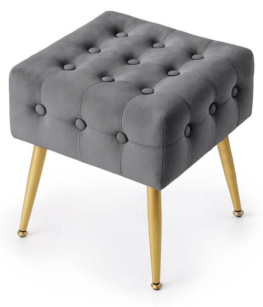 AKORD Furniture Factory QUADRA Pufa Welur Grafitowy Pikowana