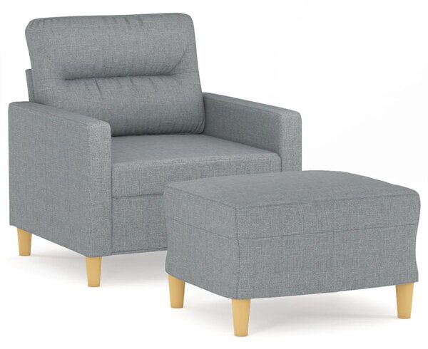 Világosszürke szövet kanapéfotel lábtartóval 60 cm