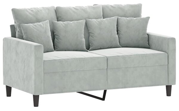 Kétszemélyes világosszürke bársony kanapé 120 cm