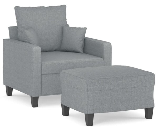 Világosszürke szövet kanapéfotel lábtartóval 60 cm