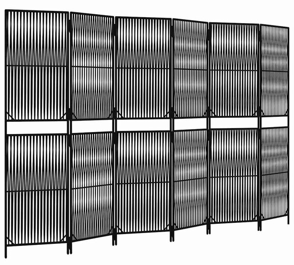 Fekete 6-paneles polyrattan térelválasztó