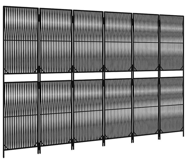 Fekete 6-paneles polyrattan térelválasztó