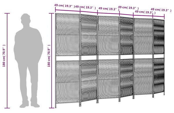 Fekete 6-paneles polyrattan térelválasztó