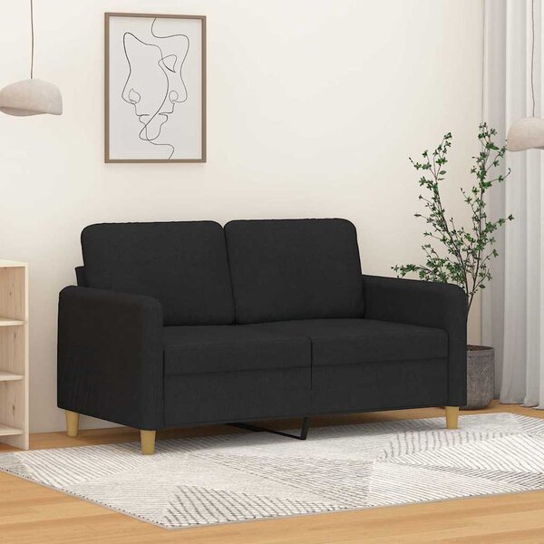 Kétszemélyes fekete szövetkanapé 120 cm