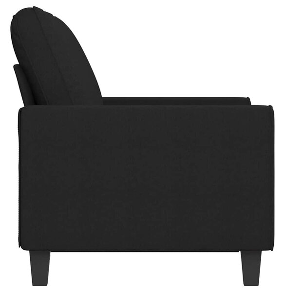 Kétszemélyes fekete szövetkanapé 120 cm