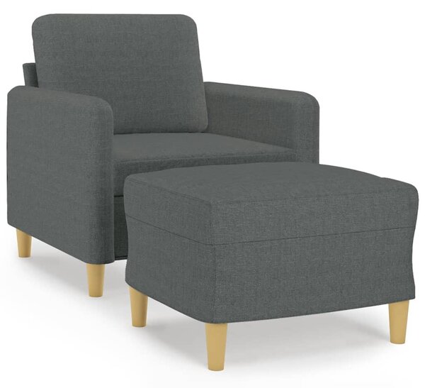 Sötétszürke szövet kanapéfotel lábtartóval 60 cm