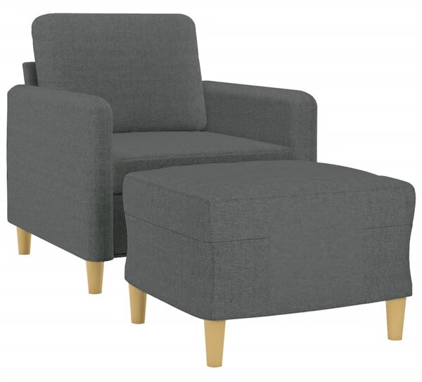 Sötétszürke szövet kanapéfotel lábtartóval 60 cm