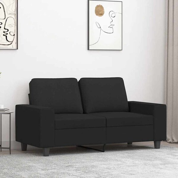 Kétszemélyes fekete szövetkanapé 120 cm