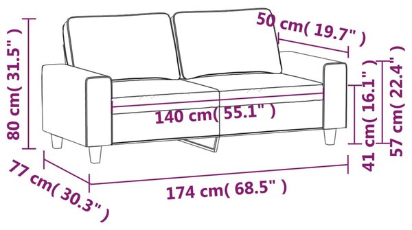 Kétszemélyes világosszürke szövetkanapé 140 cm
