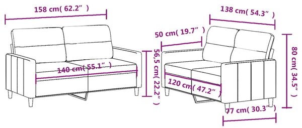 2 részes fekete szövet ülőgarnitúra párnákkal