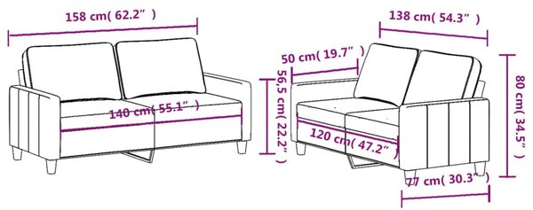 2 részes fekete szövet ülőgarnitúra párnákkal