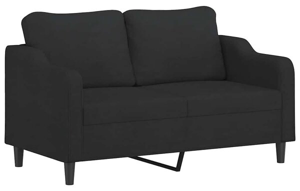 2 személyes fekete szövet kanapé díszpárnákkal 140 cm