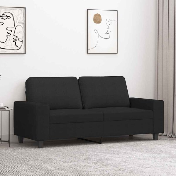 Kétszemélyes fekete szövetkanapé 140 cm