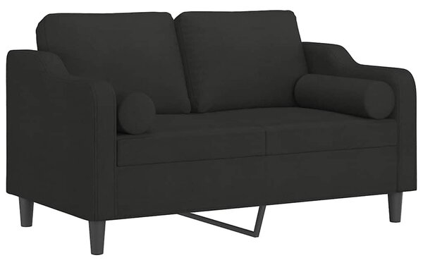 2 személyes fekete szövet kanapé díszpárnákkal 120 cm