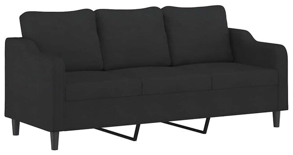 3 részes fekete szövet ülőgarnitúra párnákkal