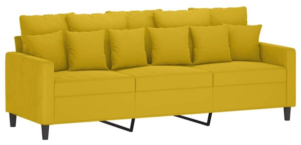 3 személyes sárga bársonykanapé lábtartóval 180 cm