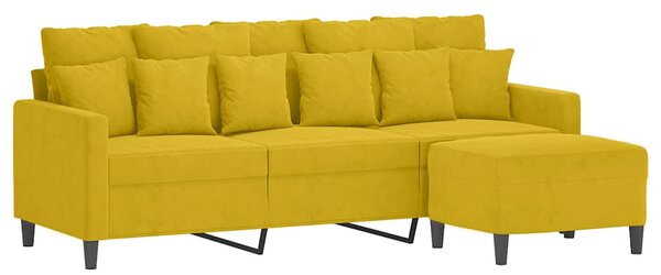 3 személyes sárga bársonykanapé lábtartóval 180 cm