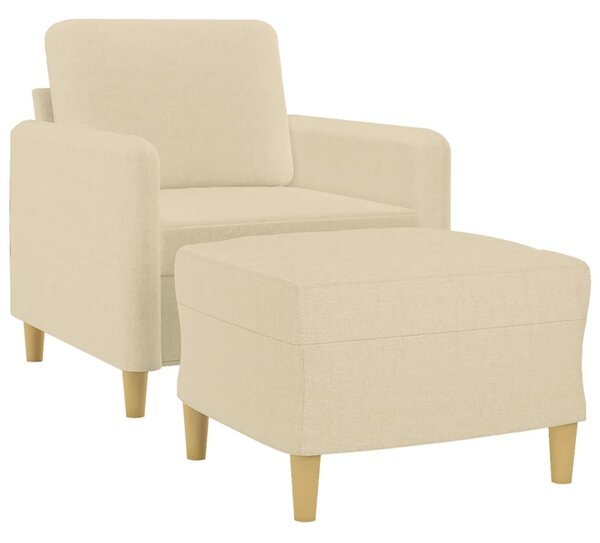 Krémszínű szövet kanapéfotel lábtartóval 60 cm