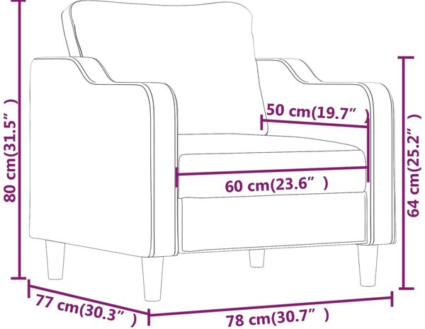 Világosszürke szövet kanapéfotel 60 cm