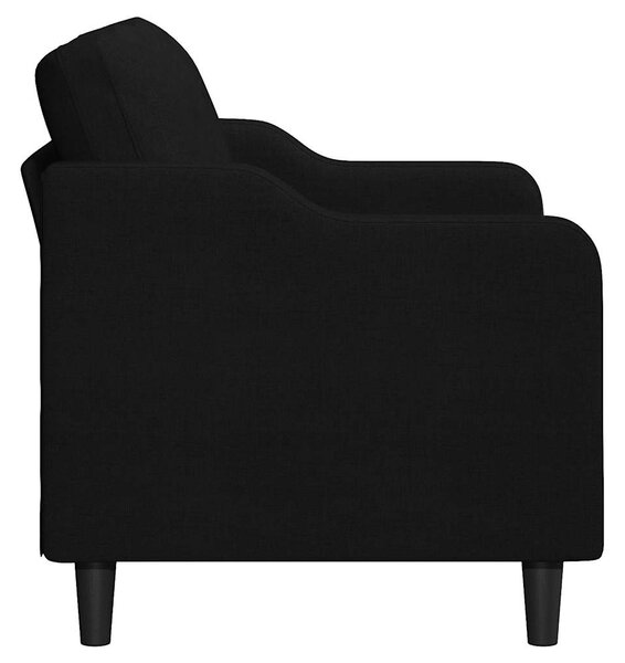 Kétszemélyes fekete szövetkanapé 120 cm