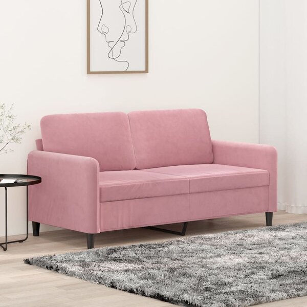 Kétszemélyes rózsaszín bársony kanapé 140 cm