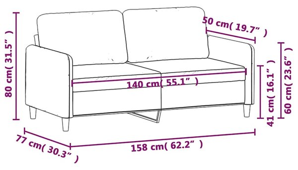 Kétszemélyes fekete bársony kanapé 140 cm