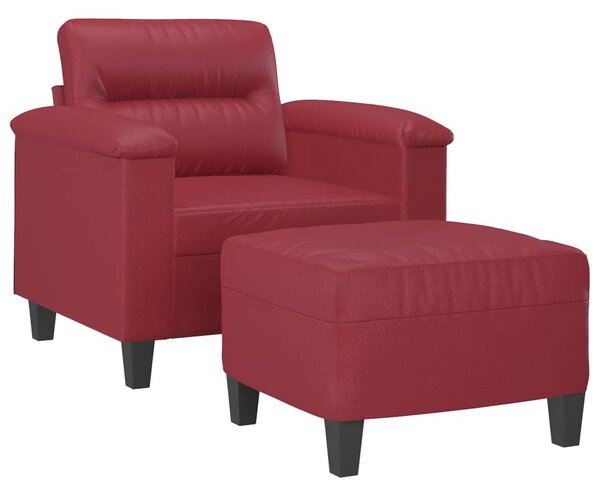 Bordó műbőr kanapéfotel lábtartóval 60 cm