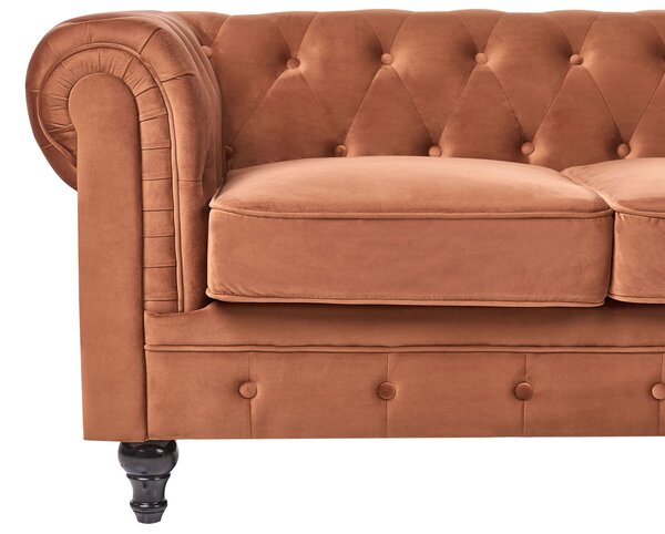 Kanapé 3 személyes CHESTERFIELD Bársony Aranybarna