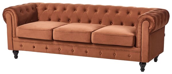 Kanapé 3 személyes CHESTERFIELD Bársony Aranybarna