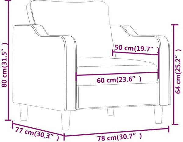 Fekete szövet kanapéfotel 60 cm