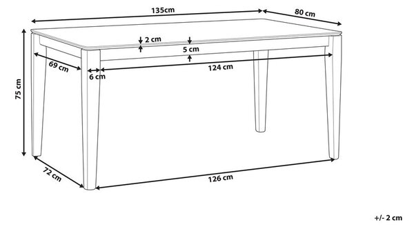 Étkezőasztal CEDAR Sötét diófa 135 cm 80 cm