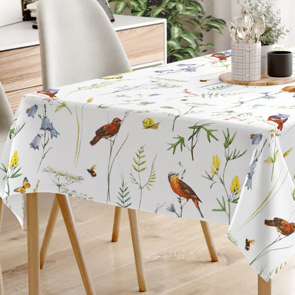 Goldea pamut asztalterítő - színes madarak 120 x 200 cm
