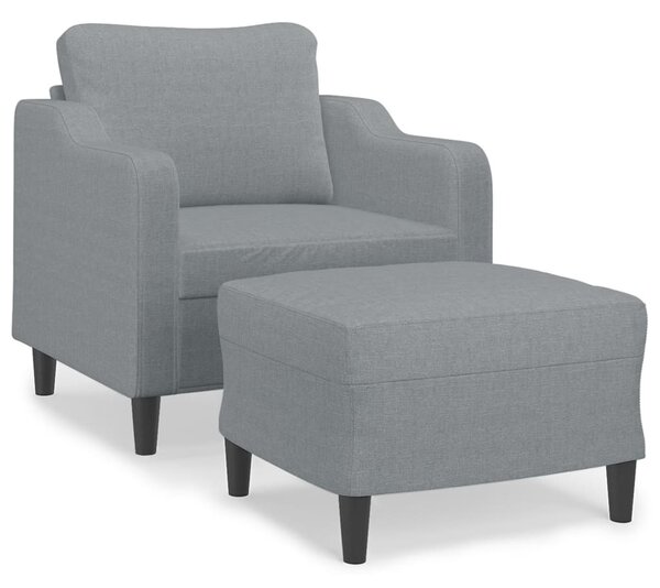 Világosszürke szövet kanapéfotel lábtartóval 60 cm