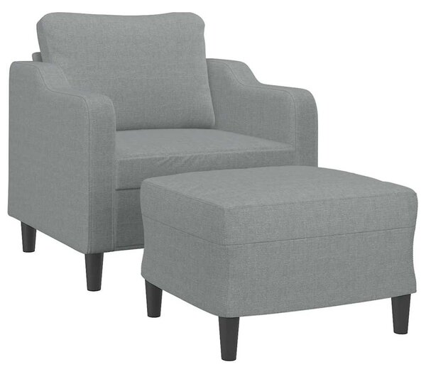 Világosszürke szövet kanapéfotel lábtartóval 60 cm