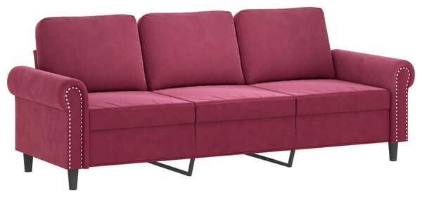 3 részes bordó bársony ülőgarnitúra párnákkal