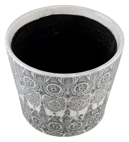 Kerek kerámia virágcserép BEIRE 14 cm, szürke-fehér Méret: L