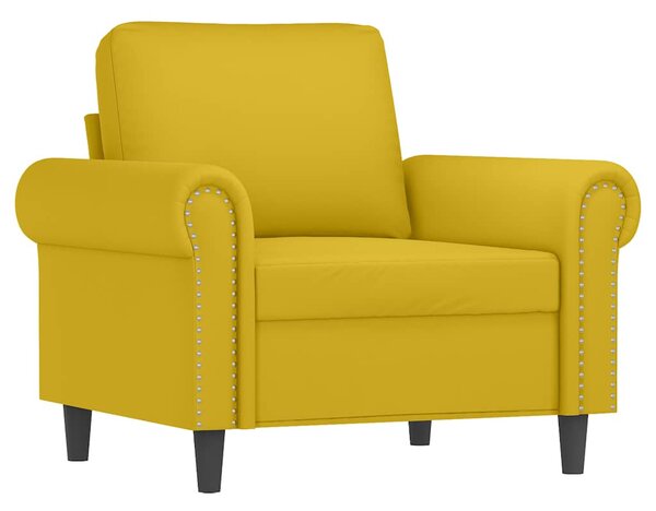 Sárga bársony kanapéfotel lábtartóval 60 cm