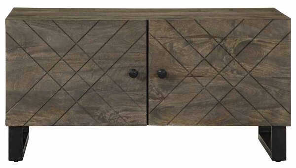 Fekete tömör mangófa dohányzóasztal 80 x 50 x 40 cm