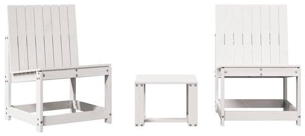 3 részes fehér tömör fenyőfa kerti ülőgarnitúra