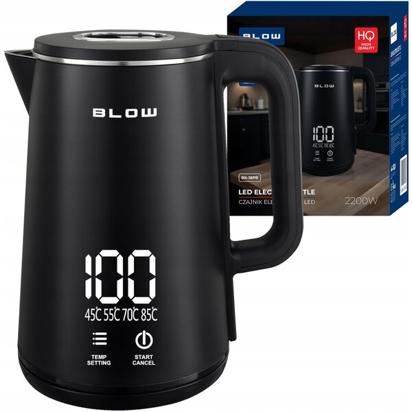 Blow BK-18PB elektromos vízforraló 2200W fekete kijelzővel