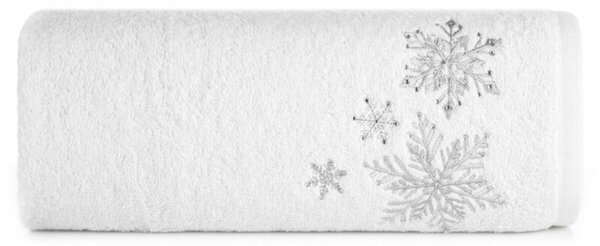 Santa hópelyhes hímzett karácsonyi törölköző Fehér 50x90 cm