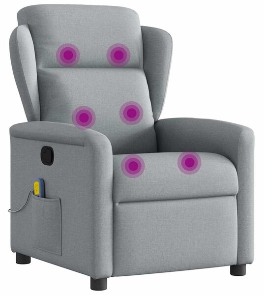 Világosszürke szövet dönthető masszázsfotel