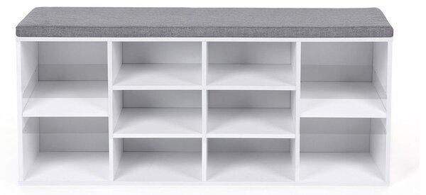 Cipőtároló pad két tároló szinttel, fehér 104x30x48cm