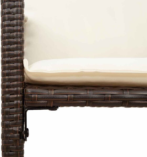 2 db barna polyrattan kerti bárszék párnával